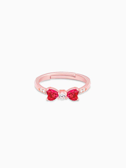 Rose Gold Cherry Bow Heart Ring