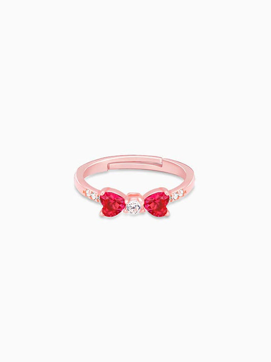Rose Gold Cherry Bow Heart Ring