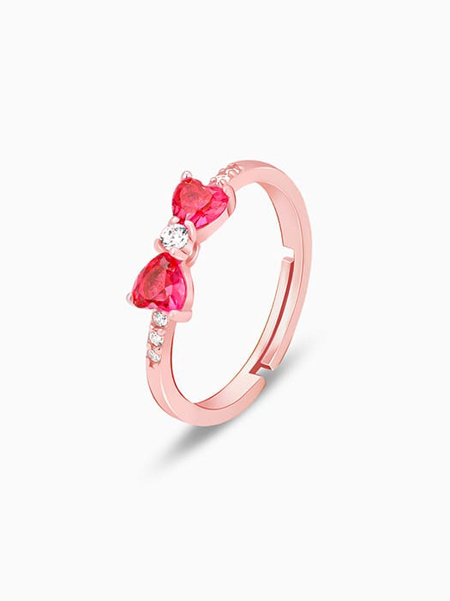 Rose Gold Cherry Bow Heart Ring