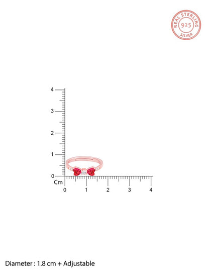 Rose Gold Cherry Bow Heart Ring