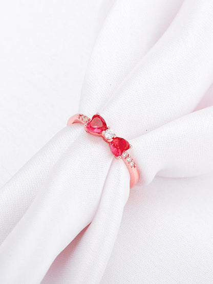 Rose Gold Cherry Bow Heart Ring