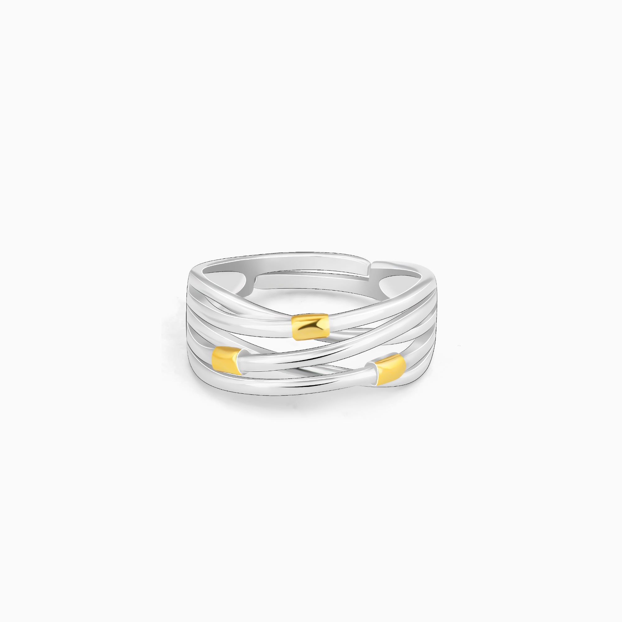 Silver and Golden Weave Ring - Image 1