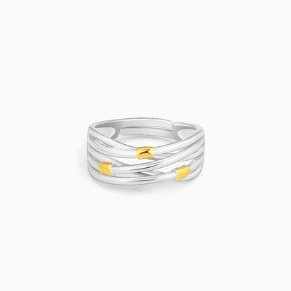 Silver Golden Weave Ring