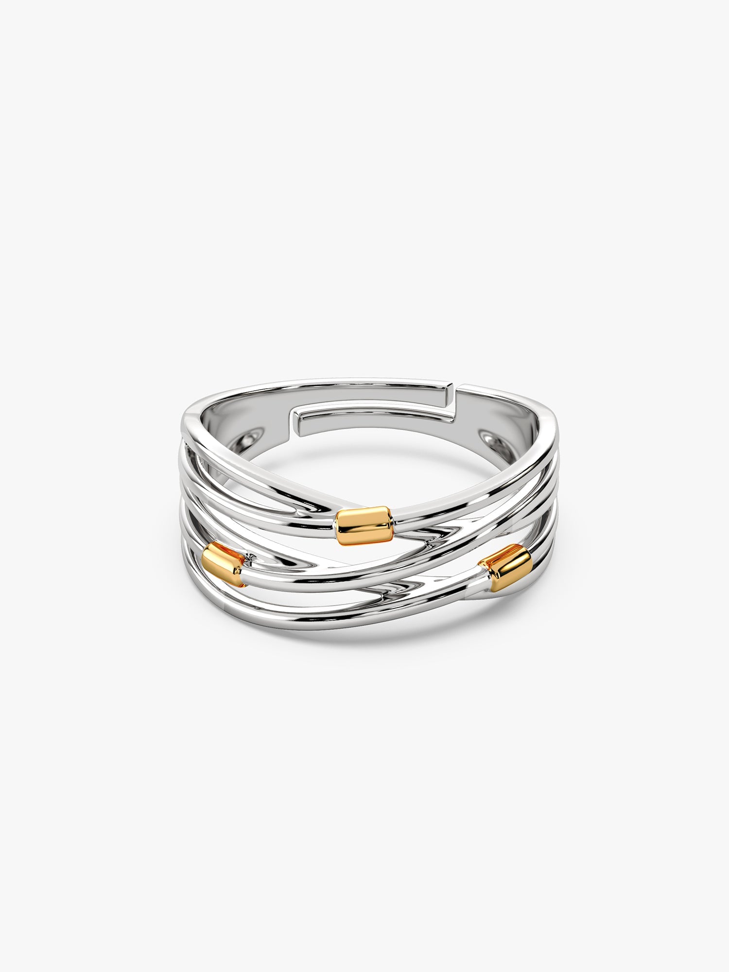 Silver and Golden Weave Ring
