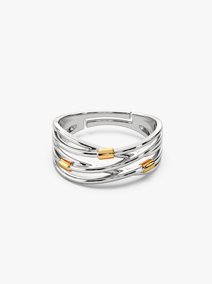Silver and Golden Weave Ring