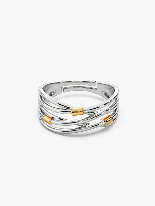 Silver and Golden Weave Ring