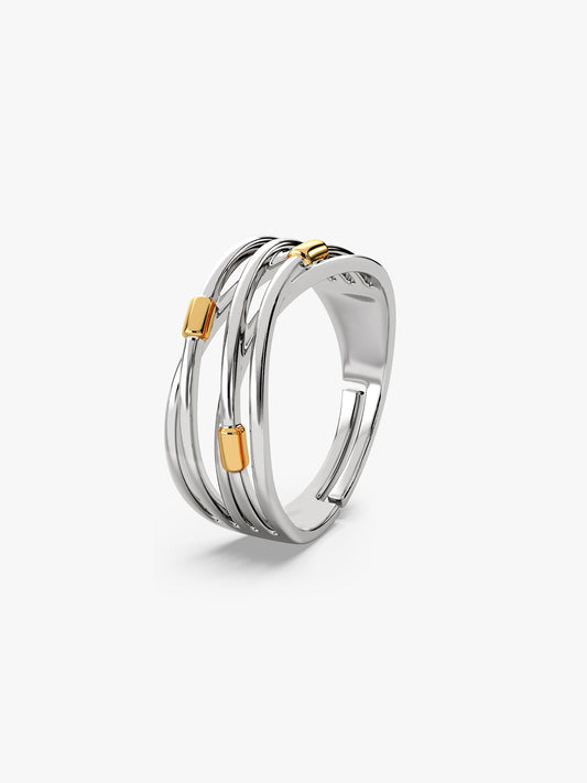 Silver and Golden Weave Ring