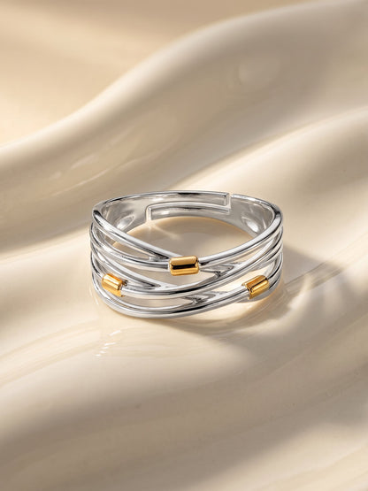 Silver and Golden Weave Ring