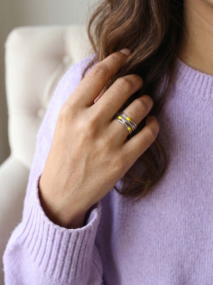Silver and Golden Weave Ring