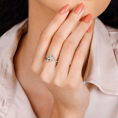 Silver Enchanting Elegance Butterfly Ring