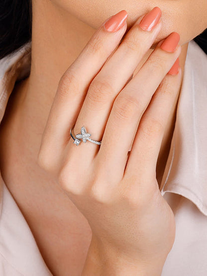 Silver Enchanting Elegance Butterfly Ring