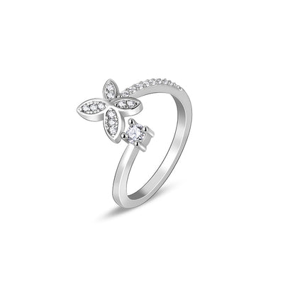Silver Enchanting Elegance Butterfly Ring