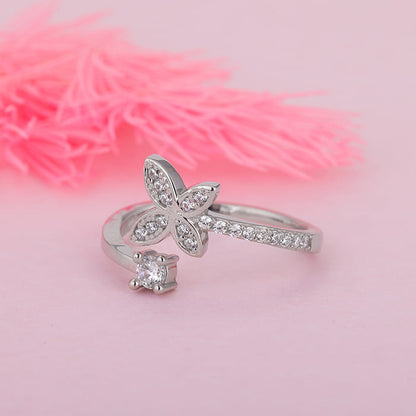 Silver Enchanting Elegance Butterfly Ring