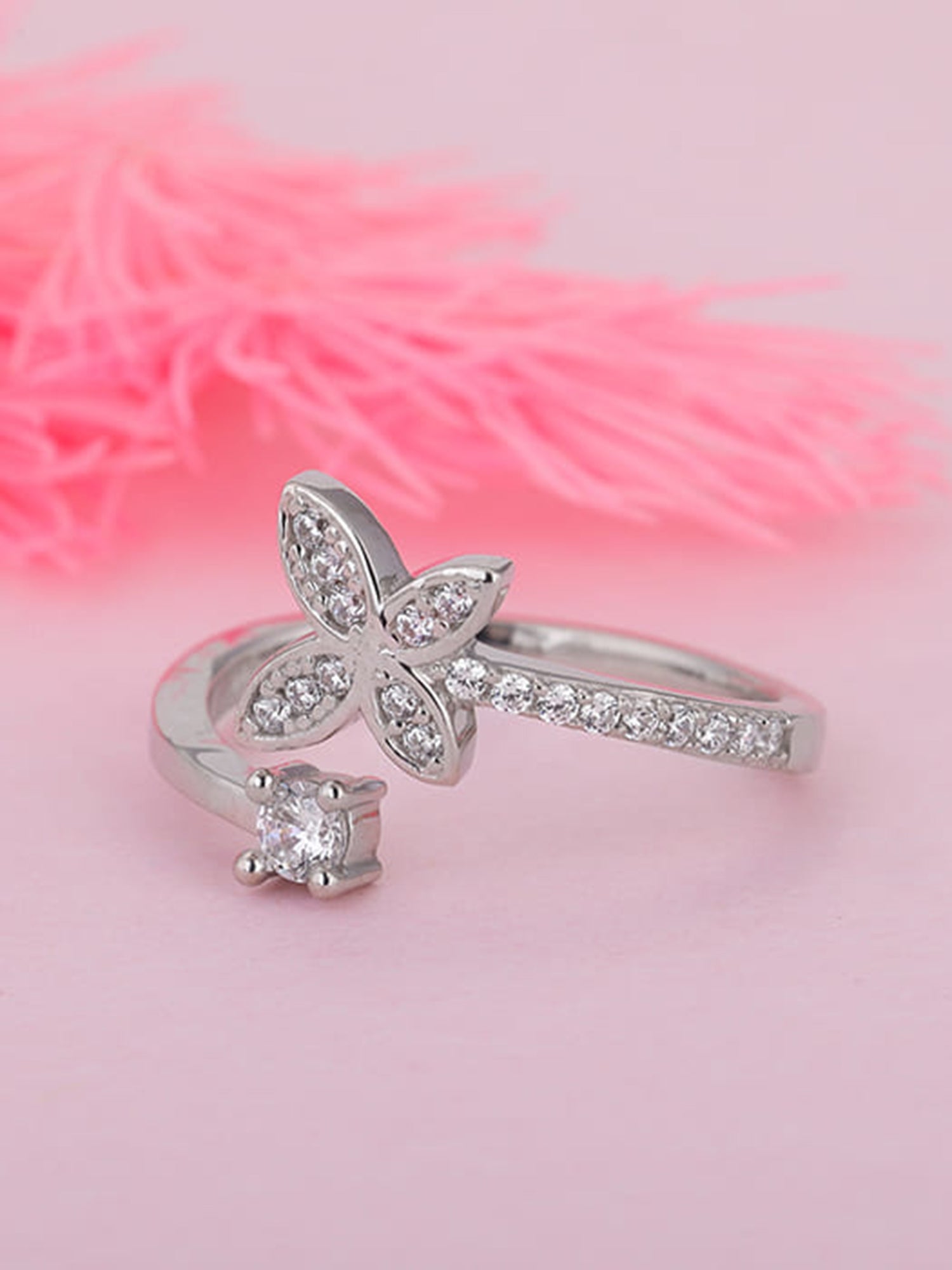 Silver Enchanting Elegance Butterfly Ring