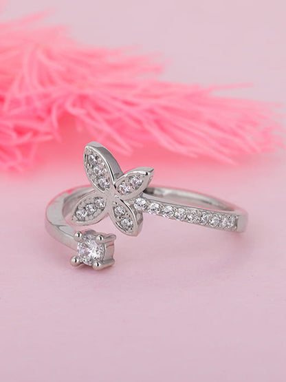 Silver Enchanting Elegance Butterfly Ring