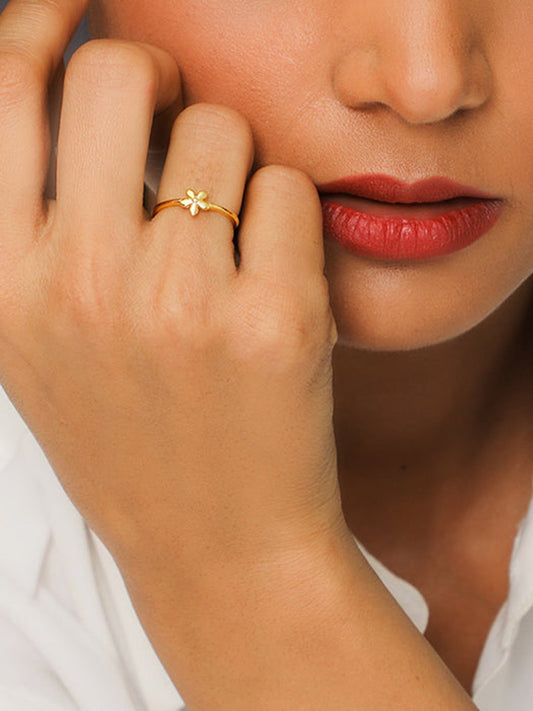 Golden Small Flower Ring