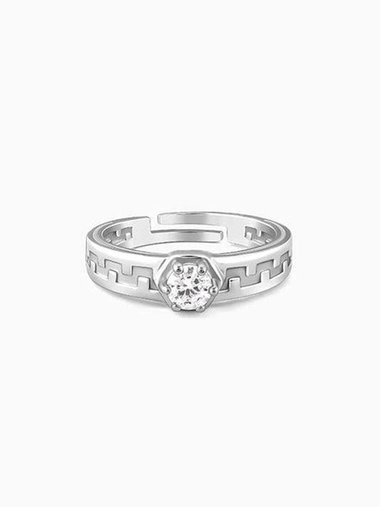 Silver Classic Zircon Ring For Him
