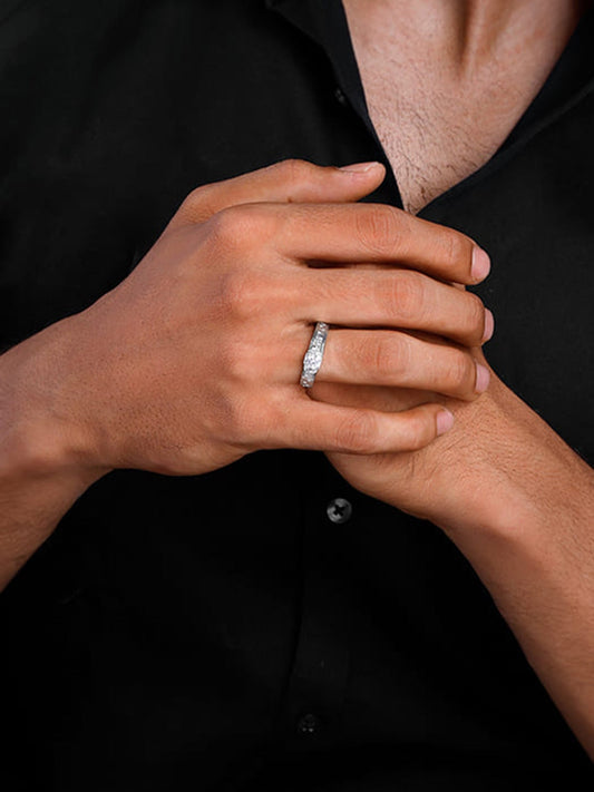 Silver Classic Zircon Ring For Him
