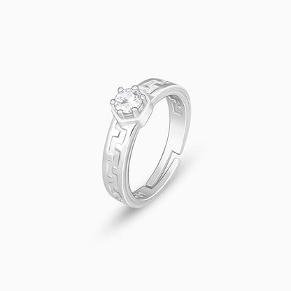 Classic Silver Zircon Ring For Him
