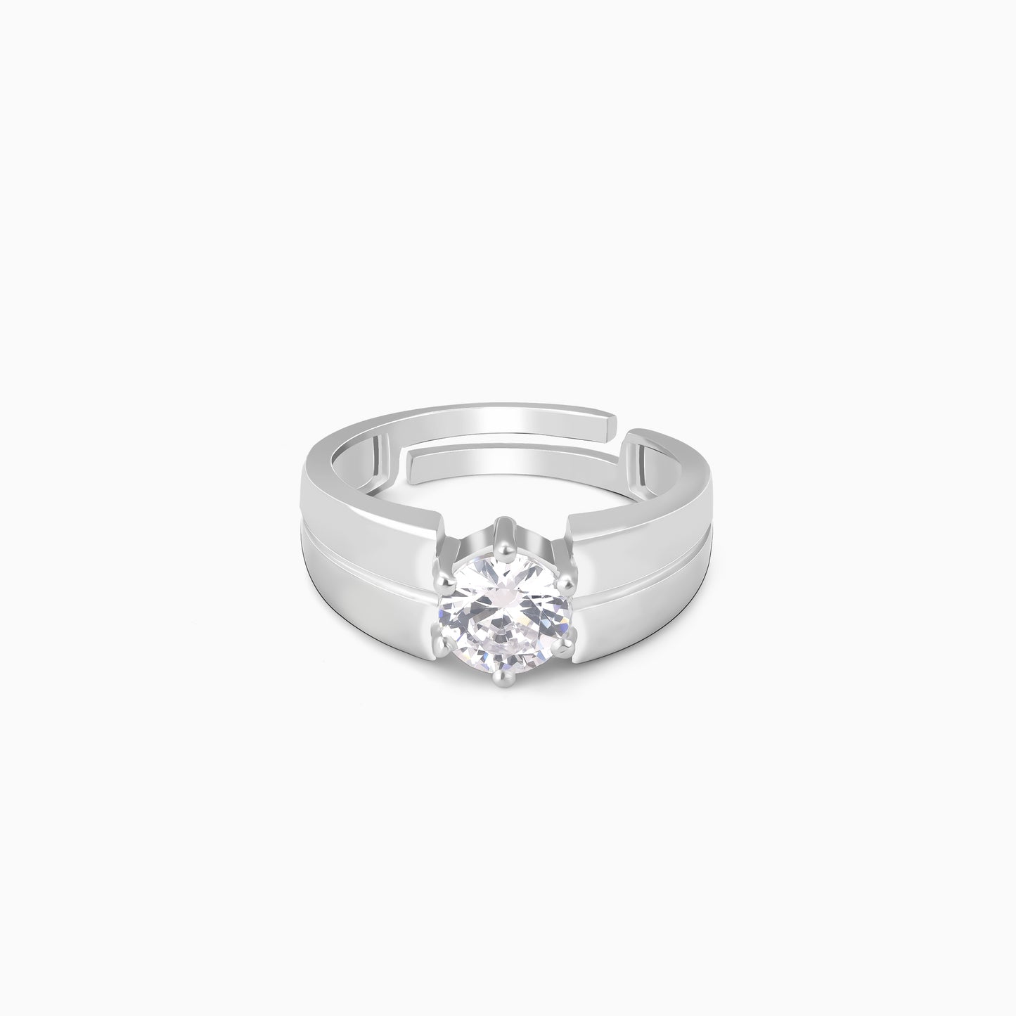 Silver Solitaire Band For Him