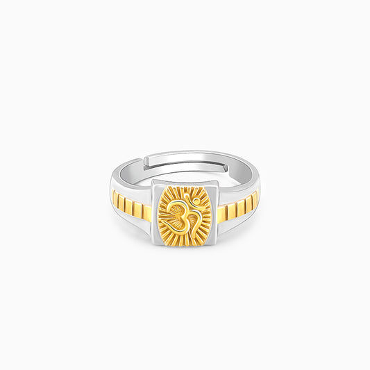 Silver And Golden Graceful Om Ring For Him