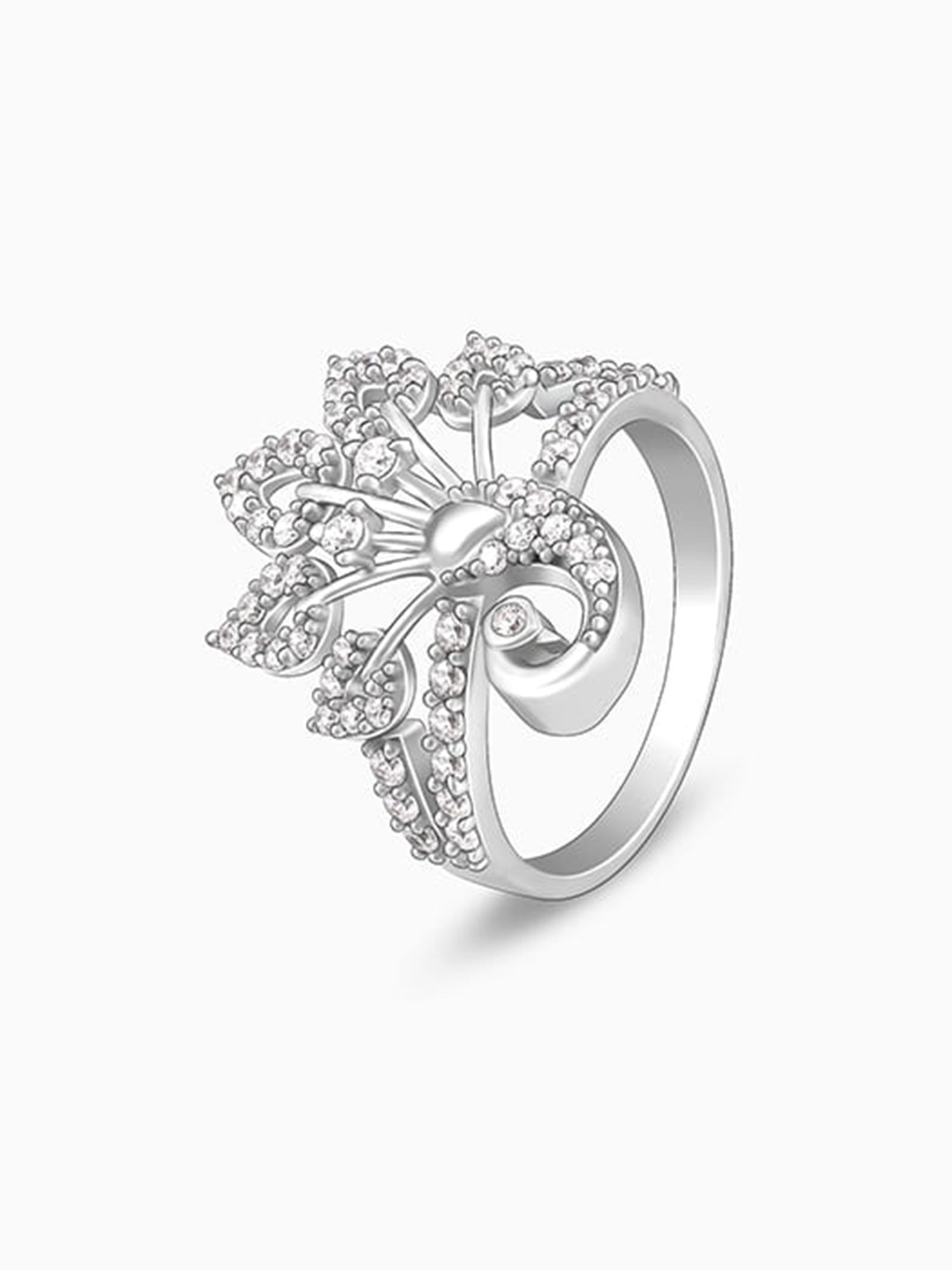 Silver Peacock On a Throne Ring