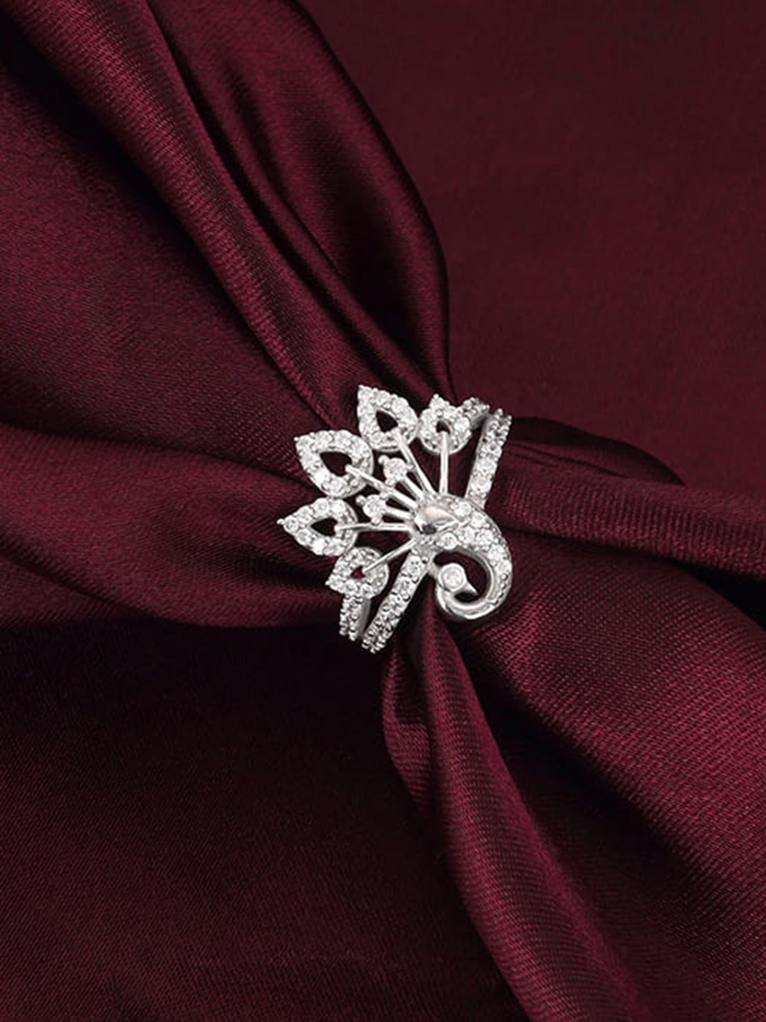 Silver Peacock On a Throne Ring