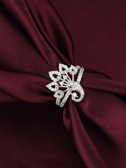 Silver Peacock On a Throne Ring
