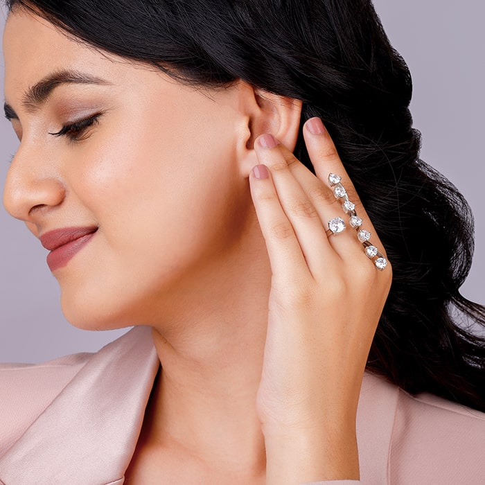 Silver Forever Sparkle Statement Ring - view 3