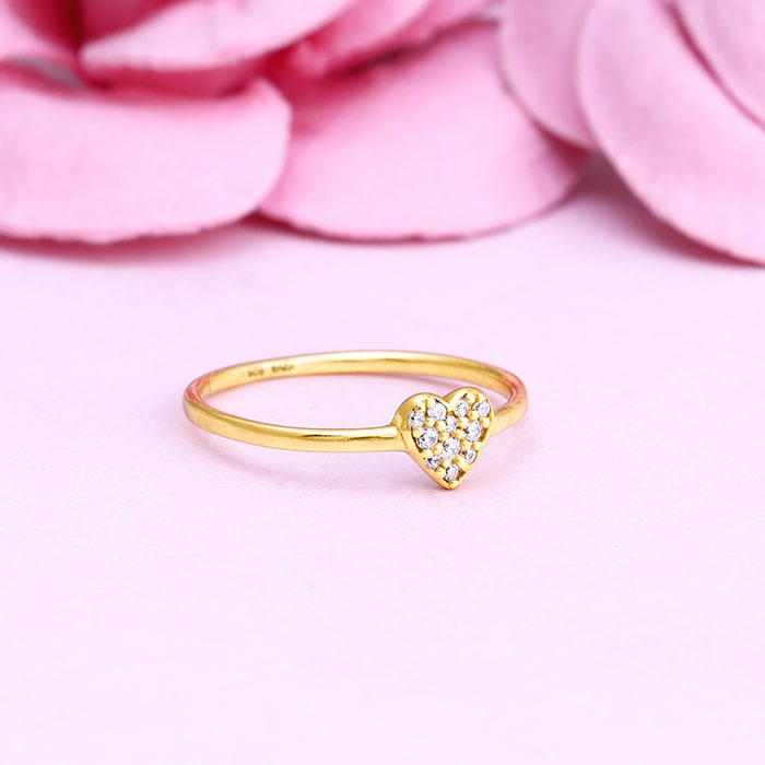 Golden Whimsical Heart Ring