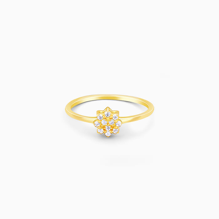 Golden Minimal Floral Ring