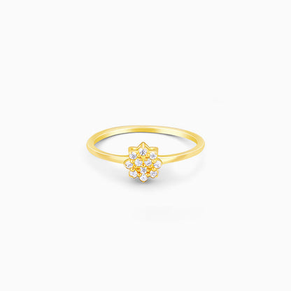 Golden Minimal Floral Ring