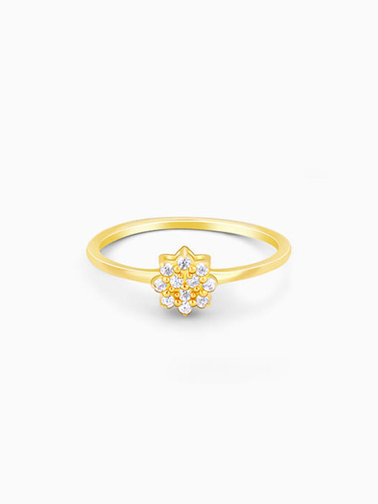 Golden Minimal Floral Ring