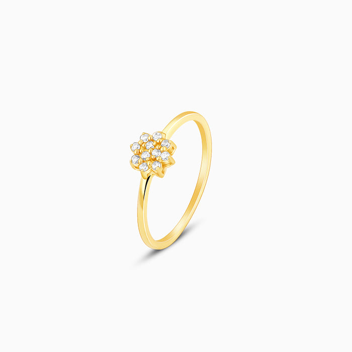 Golden Minimal Floral Ring