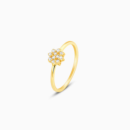 Golden Minimal Floral Ring