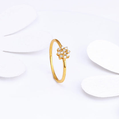 Golden Minimal Floral Ring