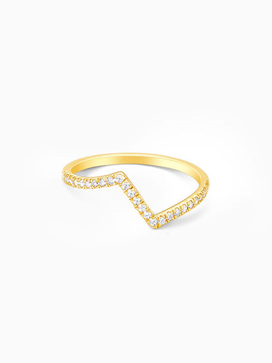 Golden Edgy Waves Ring
