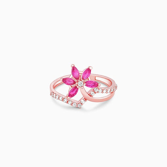 Rose Gold Pink Daisy Ring
