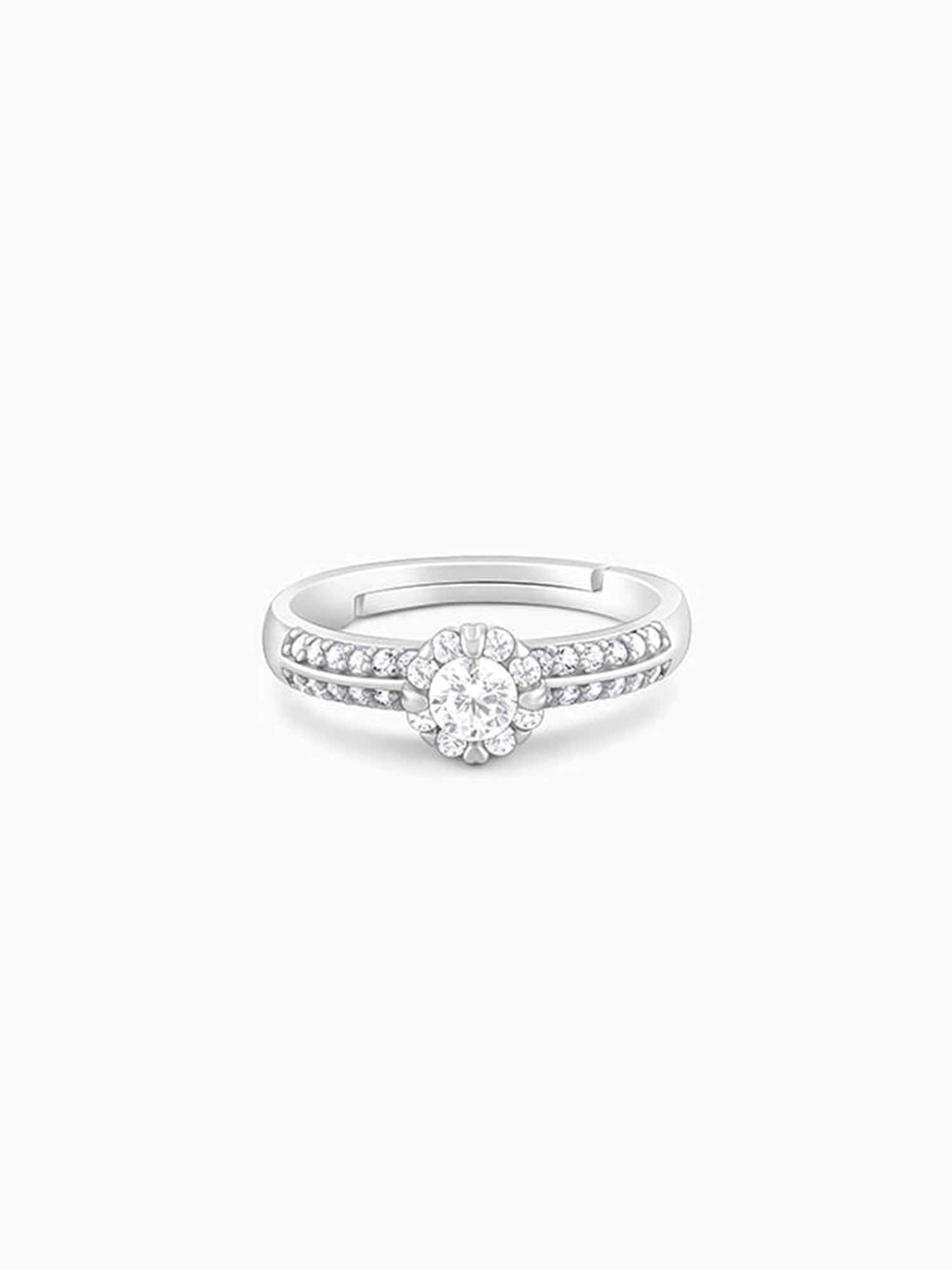 Silver Zircon Studded Grace Ring