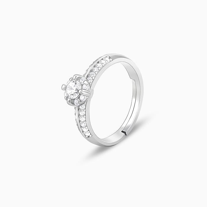 Silver Zircon Studded Grace Ring - view 5