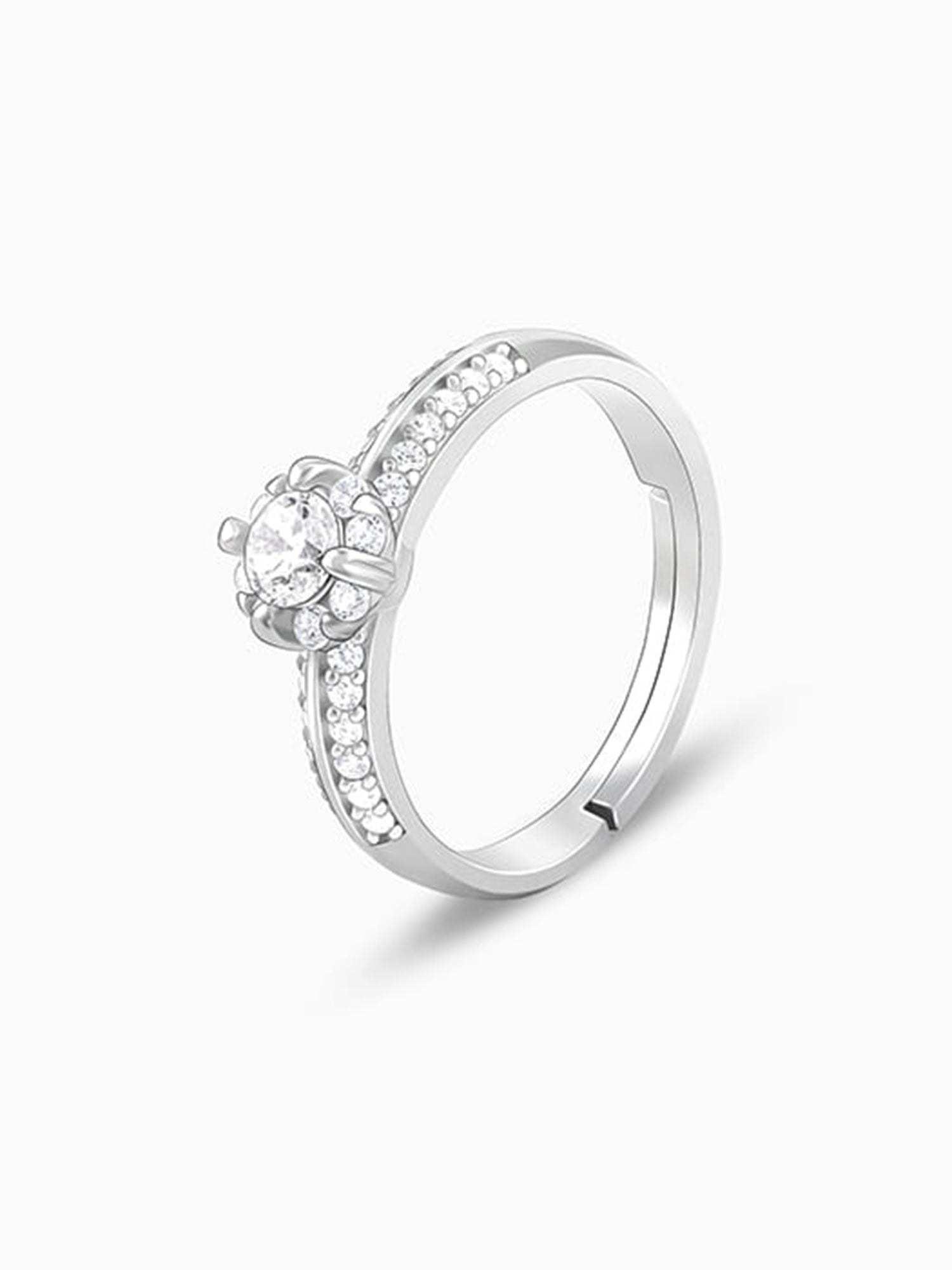 Silver Zircon Studded Grace Ring