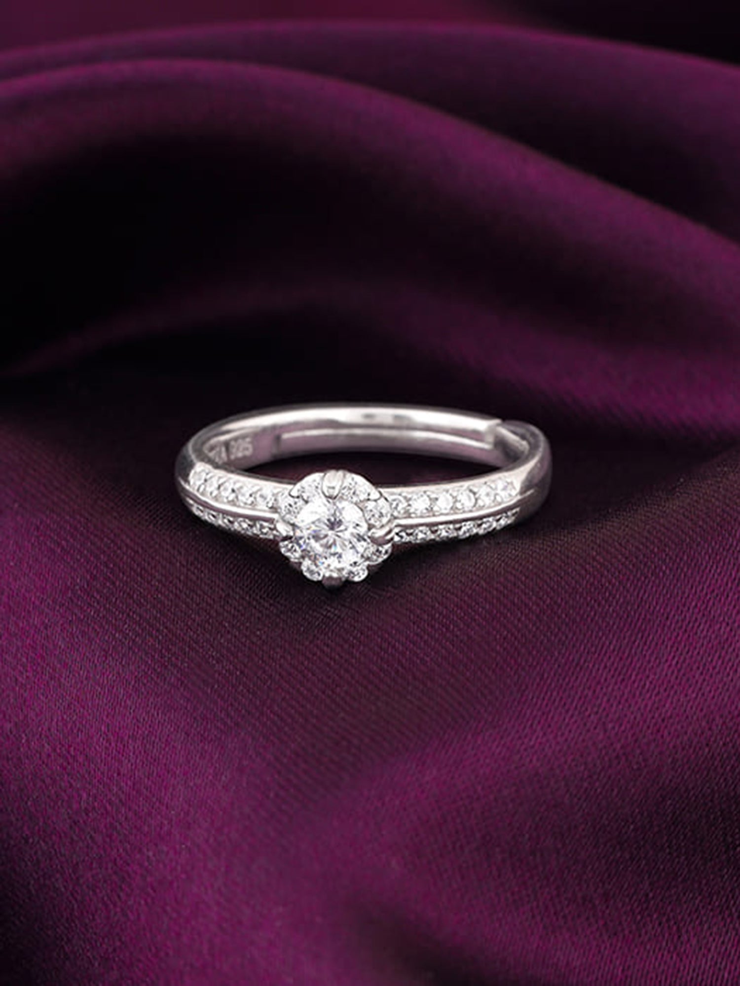 Silver Zircon Studded Grace Ring