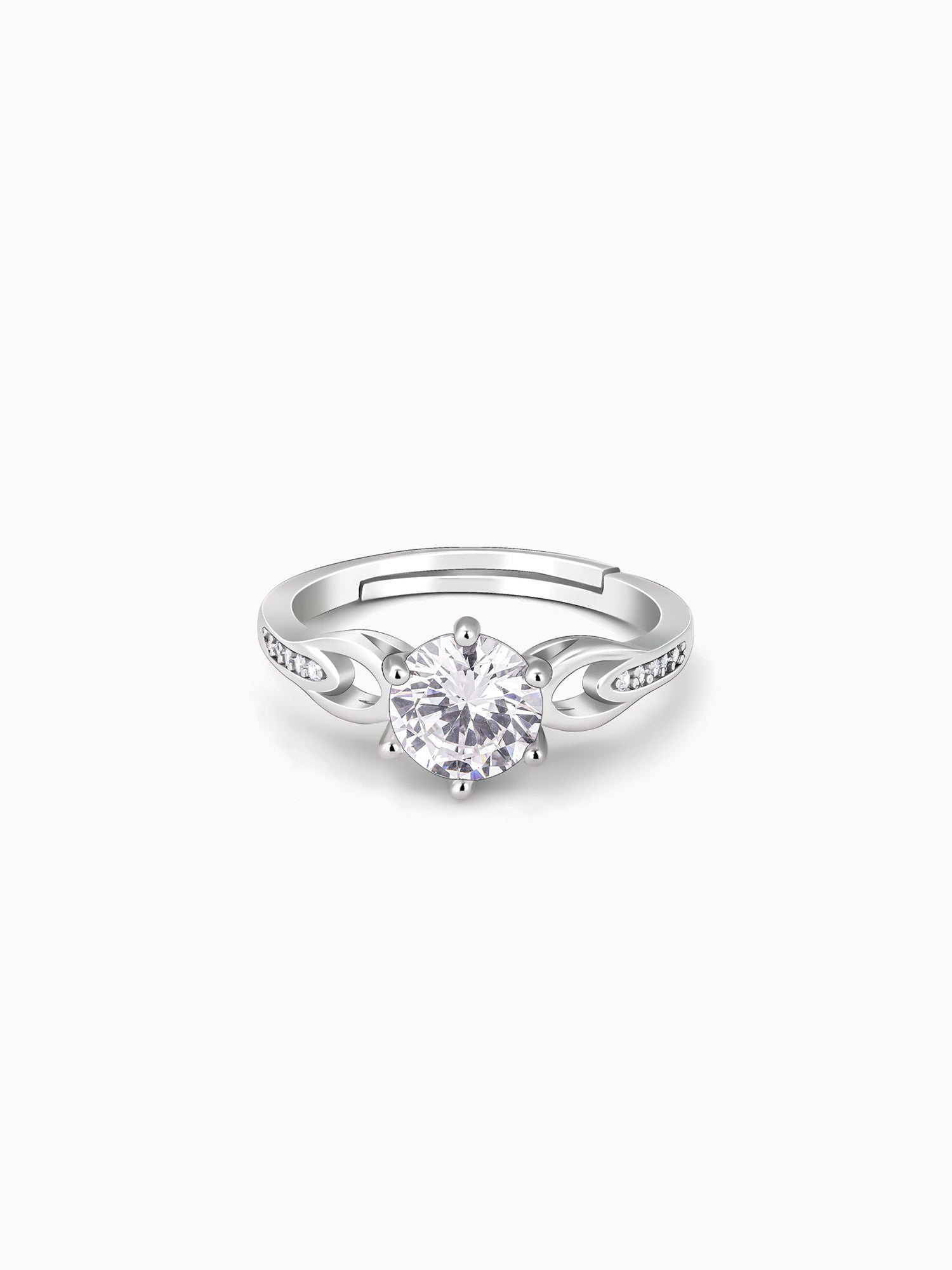 Silver Zircon Sparkling Loop Ring