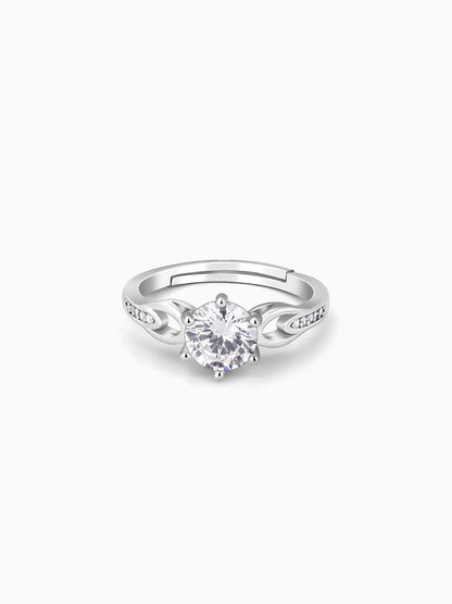 Silver Zircon Sparkling Loop Ring