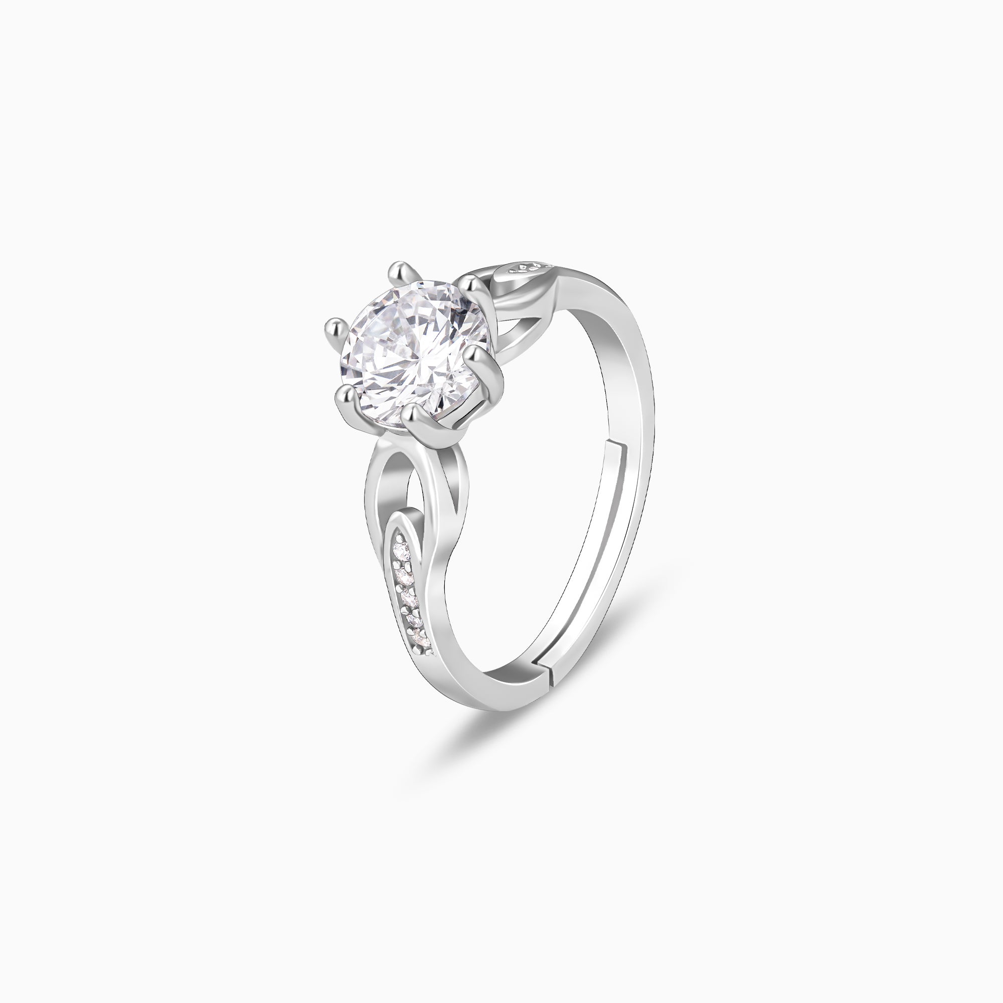 Silver Zircon Sparkling Loop Ring - view 4