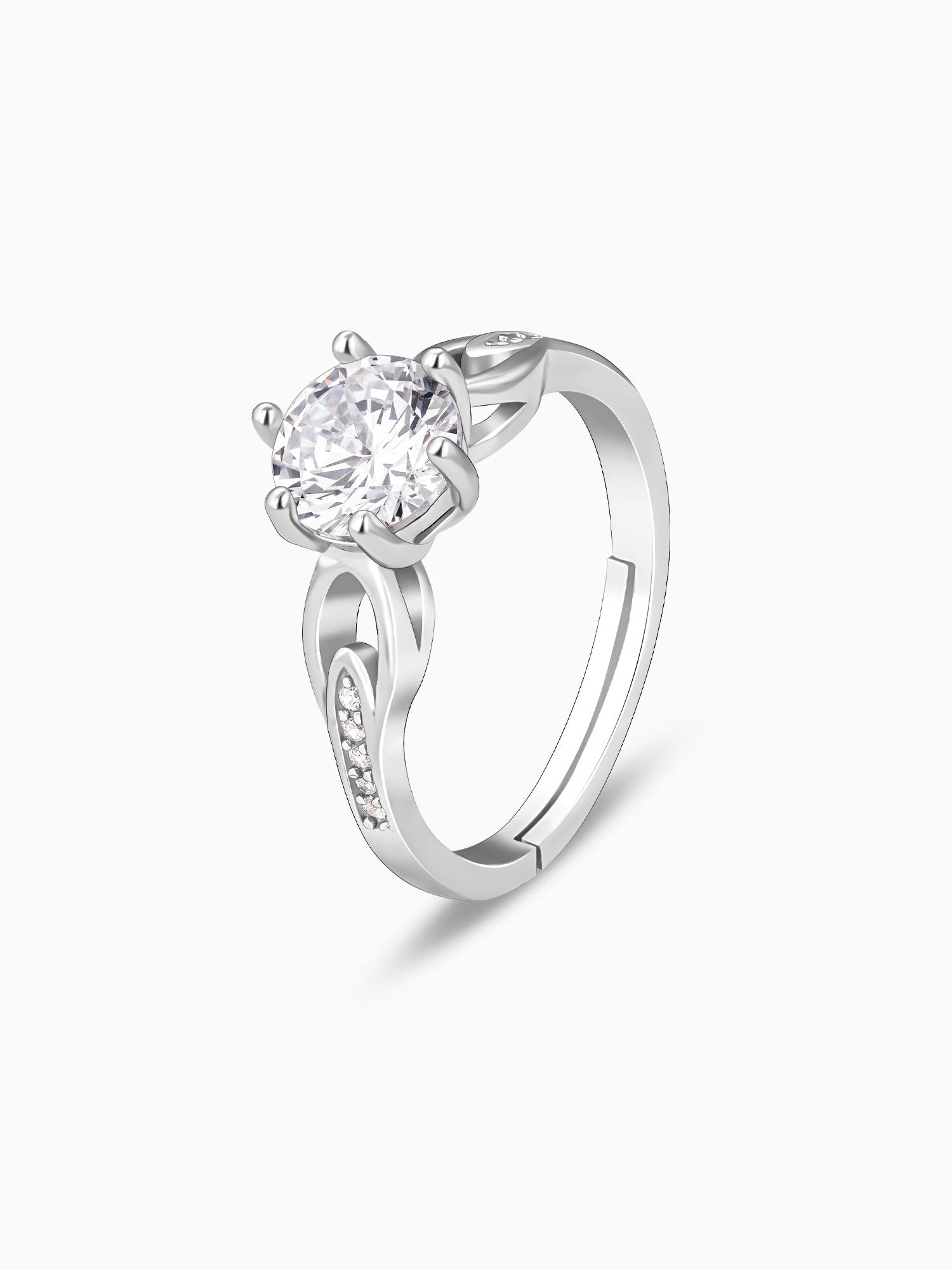 Silver Zircon Sparkling Loop Ring