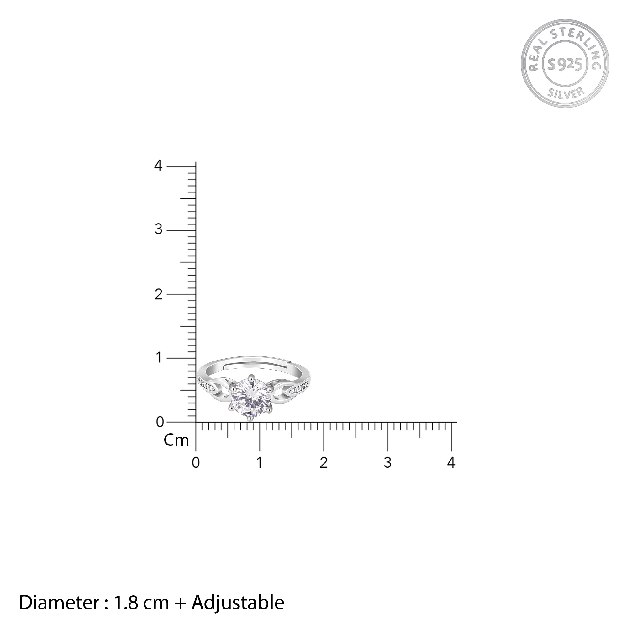 Silver Zircon Sparkling Loop Ring - view 5