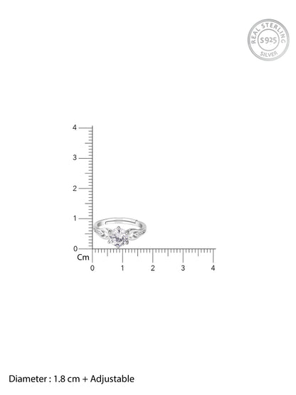 Silver Zircon Sparkling Loop Ring