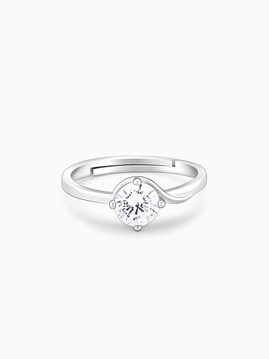 Silver Minimal Solitaire Ring