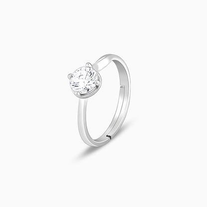 Silver Minimal Solitaire Ring